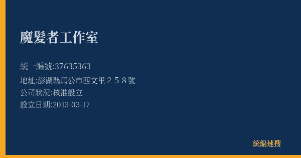 魔髪者工作室的照片-統編 37635363(澎湖縣) 公司登記資料與營業項目詳細圖表