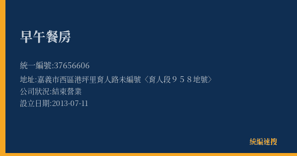 早午餐房的照片-統編 37656606(嘉義市) 公司登記資料與營業項目詳細圖表