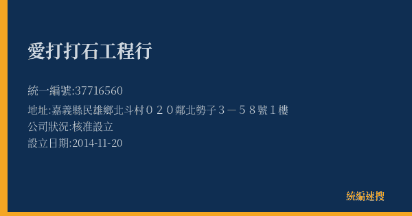 愛打打石工程行的照片-統編 37716560(嘉義縣) 公司登記資料與營業項目詳細圖表