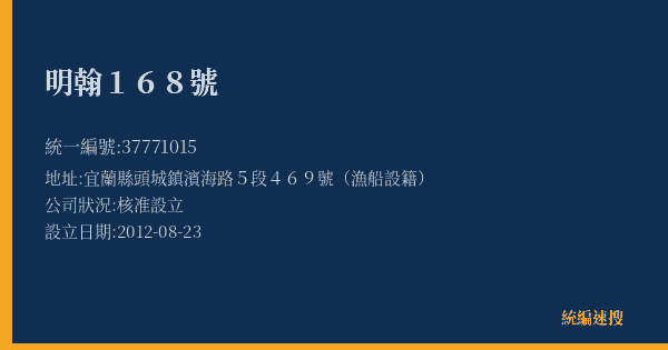 明翰168號的照片-統編 37771015(宜蘭縣) 公司登記資料與營業項目詳細圖表