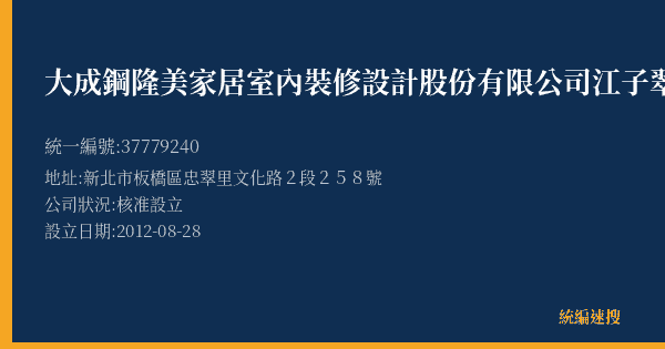 大成鋼隆美家居室內裝修設計股份有限公司江子翠門市部的照片-統編 37779240(新北市) 公司登記資料與營業項目詳細圖表