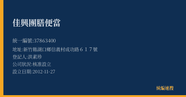 佳興團膳便當的照片-統編 37863400(新竹縣) 公司登記資料與營業項目詳細圖表