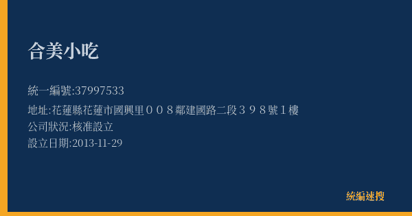 合美小吃的照片-統編 37997533(花蓮縣) 公司登記資料與營業項目詳細圖表