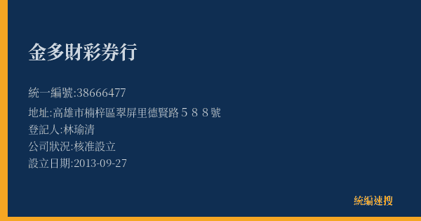 金多財彩券行的照片-統編 38666477(高雄市) 公司登記資料與營業項目詳細圖表