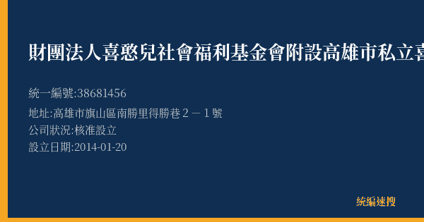 財團法人喜憨兒社會福利基金會附設高雄市私立喜憨兒天鵝堡的照片-統編 38681456(高雄市) 公司登記資料與營業項目詳細圖表