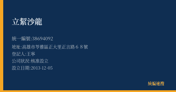 立絜沙龍的照片-統編 38694092(高雄市) 公司登記資料與營業項目詳細圖表