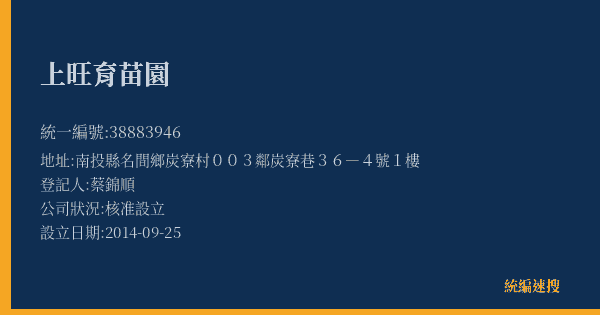 上旺育苗園的照片-統編 38883946(南投縣) 公司登記資料與營業項目詳細圖表