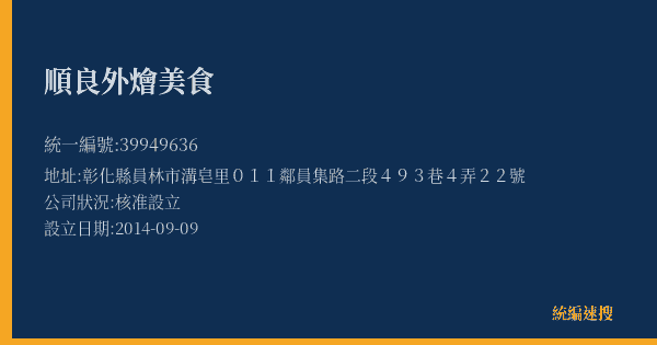 順良外燴美食的照片-統編 39949636(彰化縣) 公司登記資料與營業項目詳細圖表