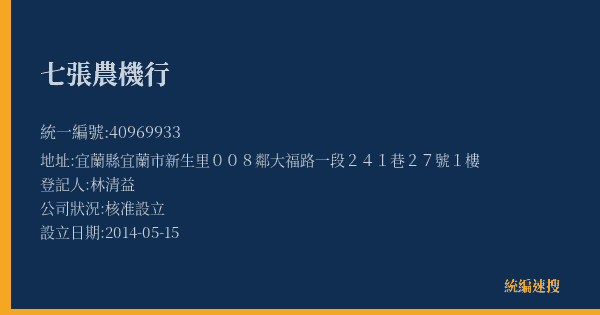 七張農機行的照片-統編 40969933(宜蘭縣) 公司登記資料與營業項目詳細圖表