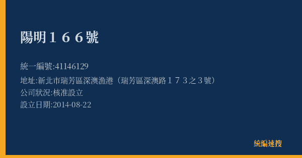 陽明166號的照片-統編 41146129(新北市) 公司登記資料與營業項目詳細圖表