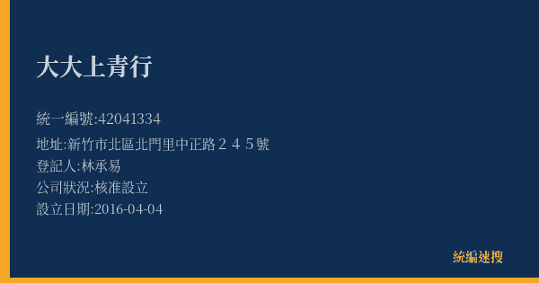 大大上青行的照片-統編 42041334(新竹市) 公司登記資料與營業項目詳細圖表