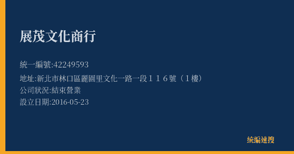 展茂文化商行的照片-統編 42249593(新北市) 公司登記資料與營業項目詳細圖表