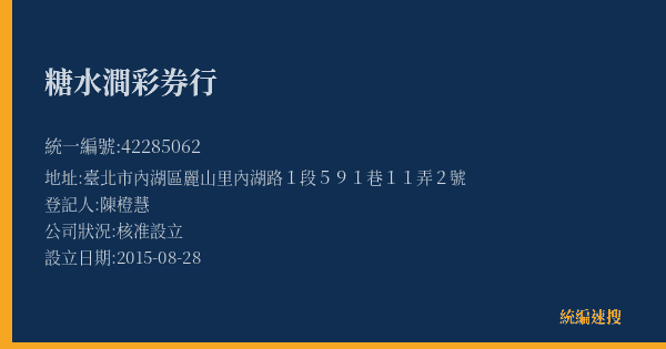 糖水澗彩券行的照片-統編 42285062(臺北市) 公司登記資料與營業項目詳細圖表