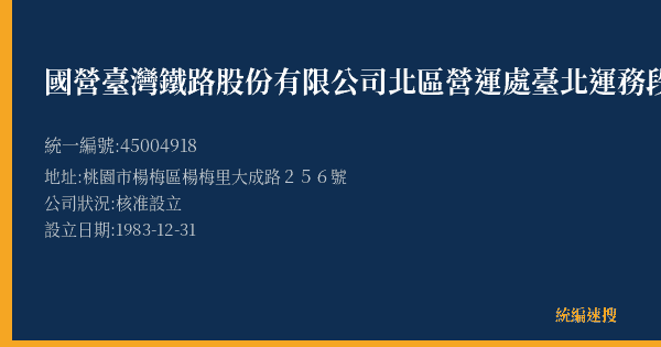 國營臺灣鐵路股份有限公司北區營運處臺北運務段楊梅站的照片-統編 45004918(桃園市) 公司登記資料與營業項目詳細圖表