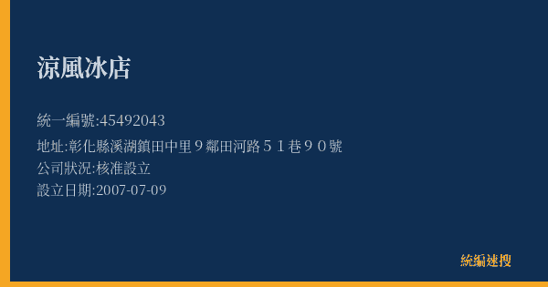 涼風冰店的照片-統編 45492043(彰化縣) 公司登記資料與營業項目詳細圖表