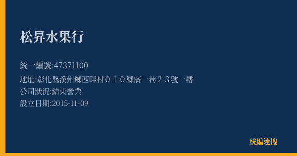 松昇水果行的照片-統編 47371100(彰化縣) 公司登記資料與營業項目詳細圖表