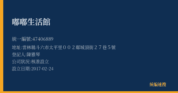 嘟嘟生活館的照片-統編 47406889(雲林縣) 公司登記資料與營業項目詳細圖表