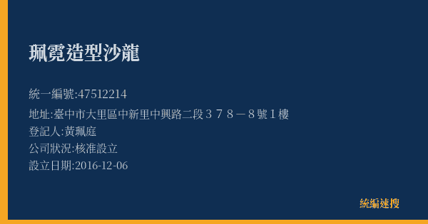 珮霓造型沙龍的照片-統編 47512214(臺中市) 公司登記資料與營業項目詳細圖表