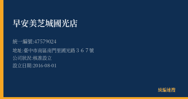 早安美芝城國光店的照片-統編 47579024(臺中市) 公司登記資料與營業項目詳細圖表