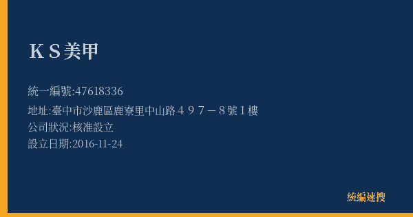 KS美甲的照片-統編 47618336(臺中市) 公司登記資料與營業項目詳細圖表