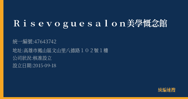 Rise vogue salon 美學慨念館的照片-統編 47643742(高雄市) 公司登記資料與營業項目詳細圖表