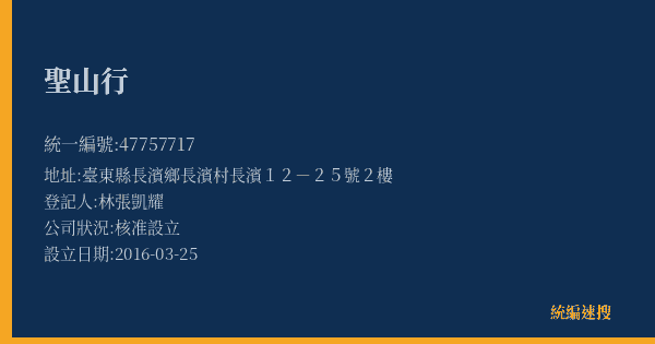 聖山行的照片-統編 47757717(臺東縣) 公司登記資料與營業項目詳細圖表