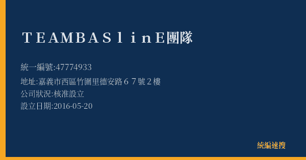 TEAM BASlinE團隊的照片-統編 47774933(嘉義市) 公司登記資料與營業項目詳細圖表