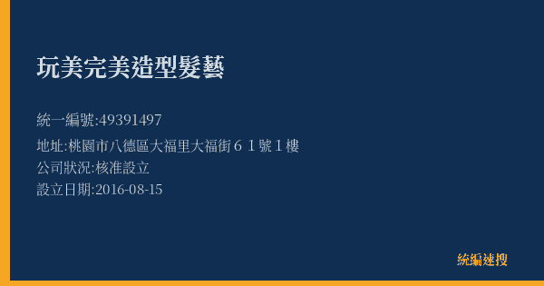玩美完美造型髮藝的照片-統編 49391497(桃園市) 公司登記資料與營業項目詳細圖表