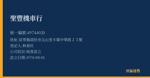 聖豐機車行的照片-統編 49744020(苗栗縣) 公司登記資料與營業項目詳細圖表