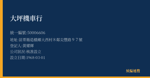 大坪機車行的照片-統編 50006606(苗栗縣) 公司登記資料與營業項目詳細圖表