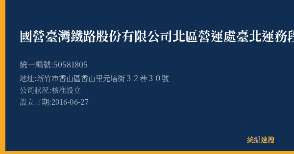 國營臺灣鐵路股份有限公司北區營運處臺北運務段三姓橋站的照片-統編 50581805(新竹市) 公司登記資料與營業項目詳細圖表