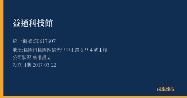 益通科技館的照片-統編 50617607(桃園市) 公司登記資料與營業項目詳細圖表