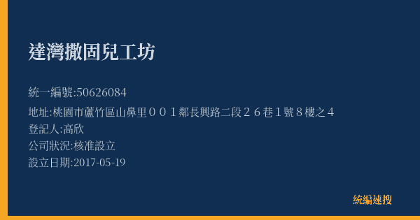 達灣撒固兒工坊的照片-統編 50626084(花蓮縣) 公司登記資料與營業項目詳細圖表