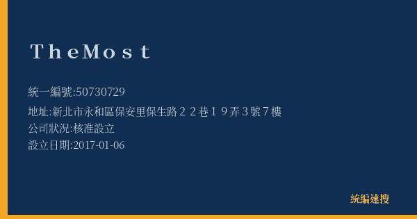 The Most的照片-統編 50730729(新北市) 公司登記資料與營業項目詳細圖表