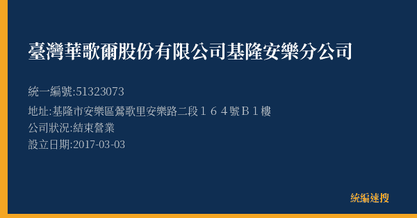 臺灣華歌爾股份有限公司基隆安樂分公司的照片-統編 51323073(基隆市) 公司登記資料與營業項目詳細圖表