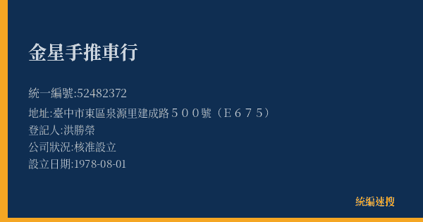 金星手推車行的照片-統編 52482372(臺中市) 公司登記資料與營業項目詳細圖表