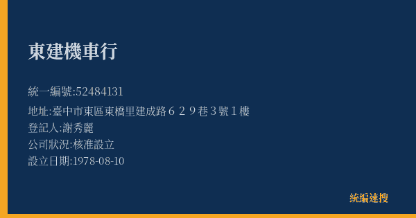 東建機車行的照片-統編 52484131(臺中市) 公司登記資料與營業項目詳細圖表