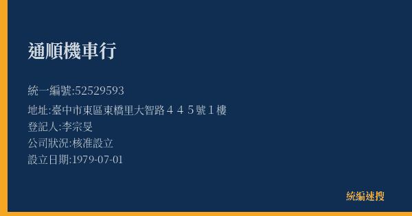 通順機車行的照片-統編 52529593(臺中市) 公司登記資料與營業項目詳細圖表