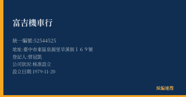 富吉機車行的照片-統編 52544525(臺中市) 公司登記資料與營業項目詳細圖表