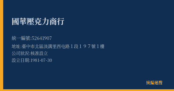 國華壓克力商行的照片-統編 52641907(臺中市) 公司登記資料與營業項目詳細圖表