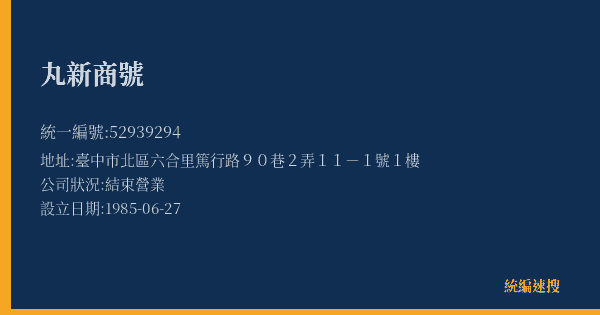 丸新商號的照片-統編 52939294(臺中市) 公司登記資料與營業項目詳細圖表