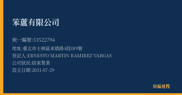 笨蘆有限公司的照片-統編 53522794(臺北市) 公司登記資料與營業項目詳細圖表
