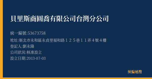 貝里斯商圓喬有限公司台灣分公司的照片-統編 53673758(新北市) 公司登記資料與營業項目詳細圖表