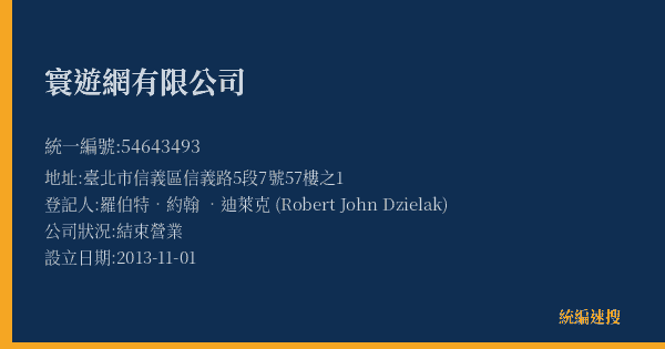 寰遊網有限公司的照片-統編 54643493(臺北市) 公司登記資料與營業項目詳細圖表