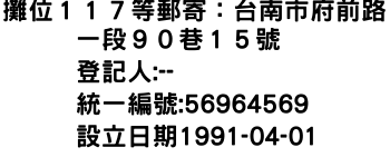 IMG-攤位１１７等郵寄：台南市府前路一段９０巷１５號