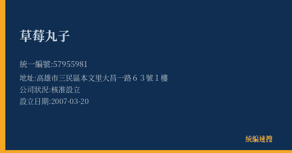 草莓丸子的照片-統編 57955981(高雄市) 公司登記資料與營業項目詳細圖表