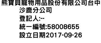 IMG-熊寶貝寵物用品股份有限公司台中沙鹿分公司