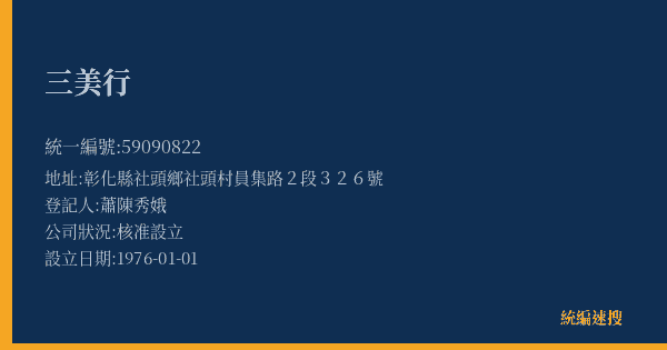 三美行的照片-統編 59090822(彰化縣) 公司登記資料與營業項目詳細圖表