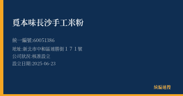 覓本味長沙手工米粉的照片-統編 60051386(新北市) 公司登記資料與營業項目詳細圖表