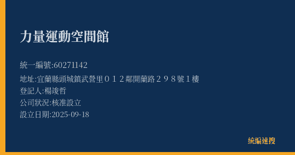 力量運動空間館的照片-統編 60271142(宜蘭縣) 公司登記資料與營業項目詳細圖表